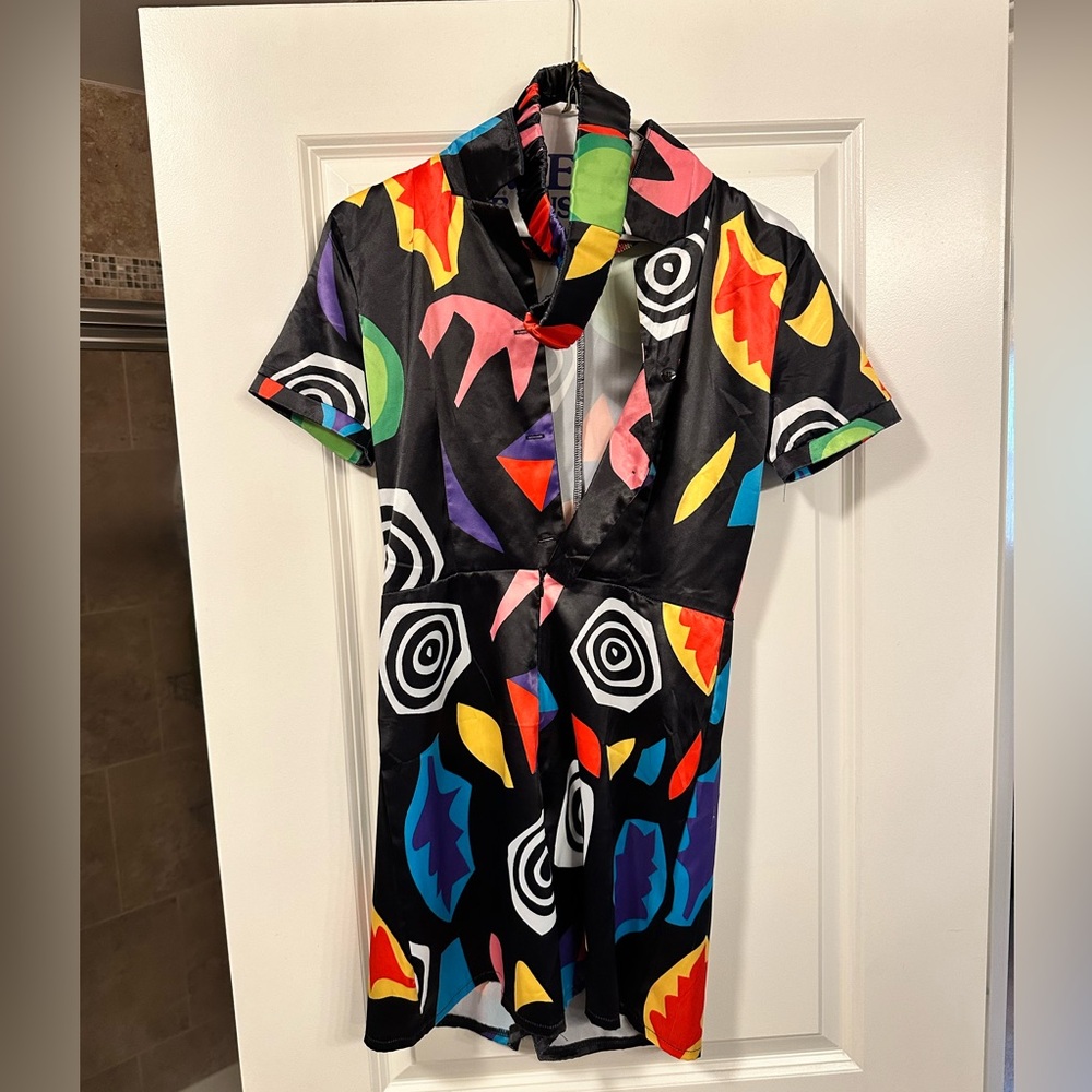 Colorful Patterned Women's Romper - Picture 2 of 4